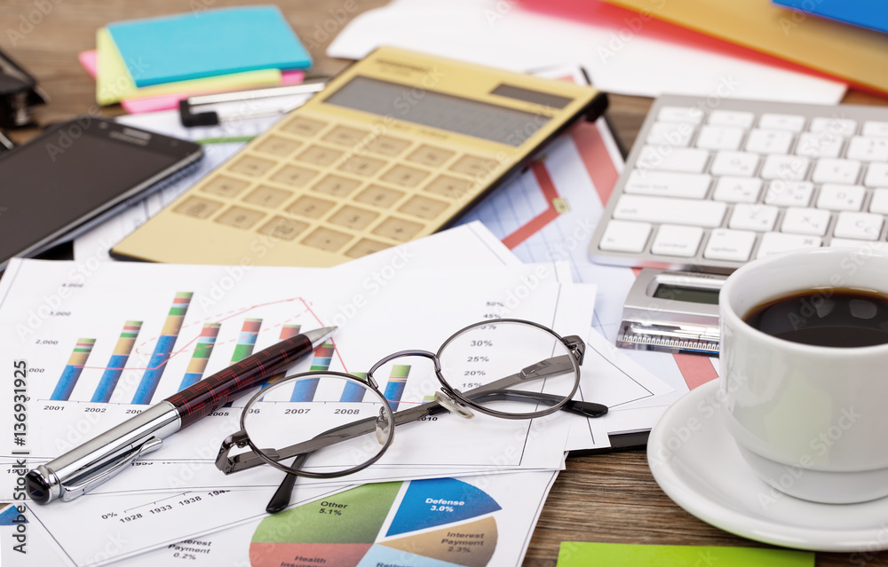 Business Objects in the office on the table Business Objects in the office on the table