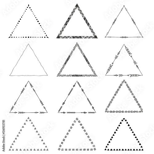 Vector Original drawing tribal triangles Set.