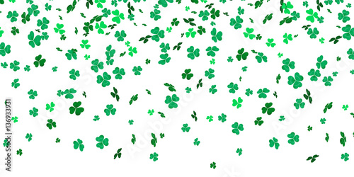 Irish clover leaves pattern for Saint Patrick Day shamrock on white vector background