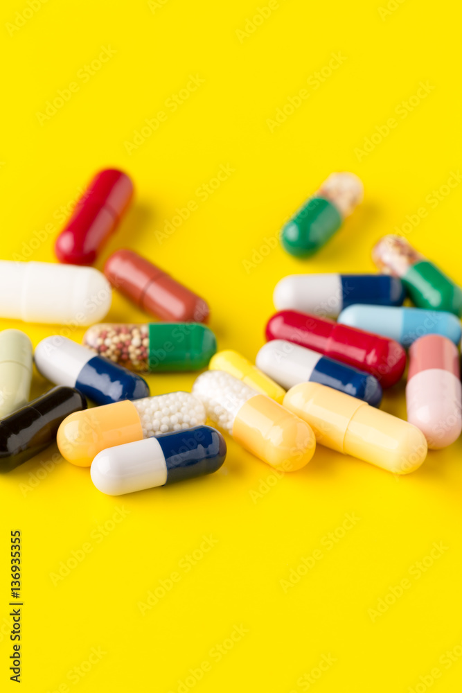 Pills different on color background Pills different on color background