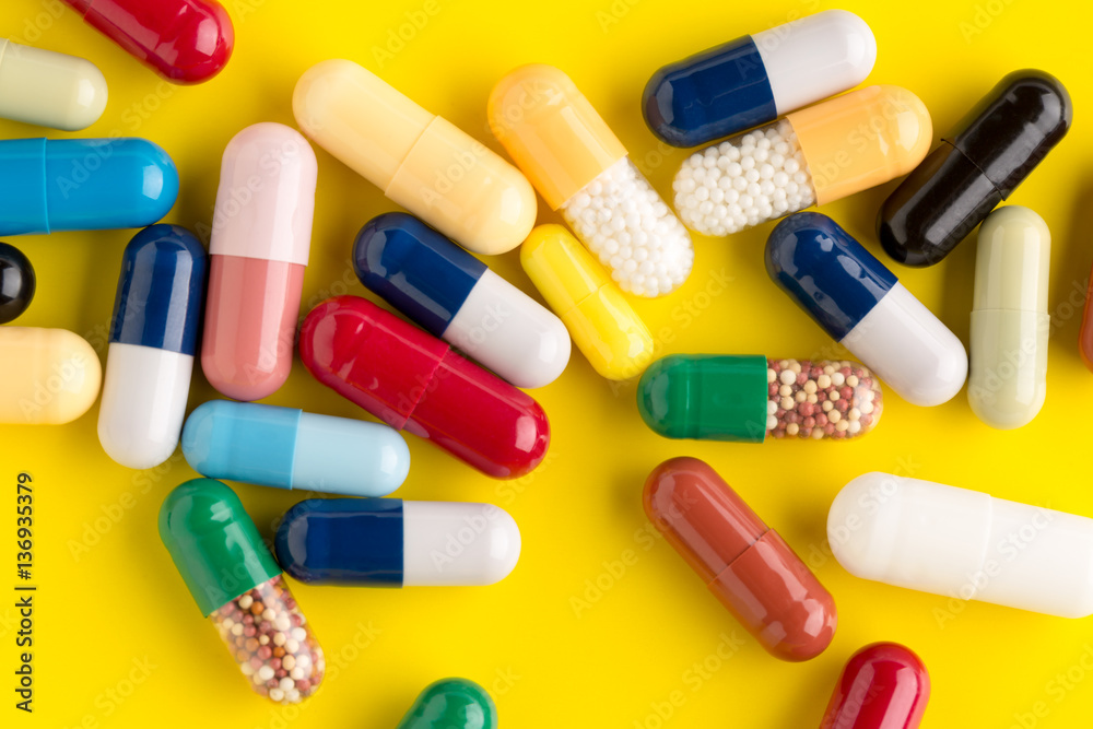 Pills different on color background Pills different on color background