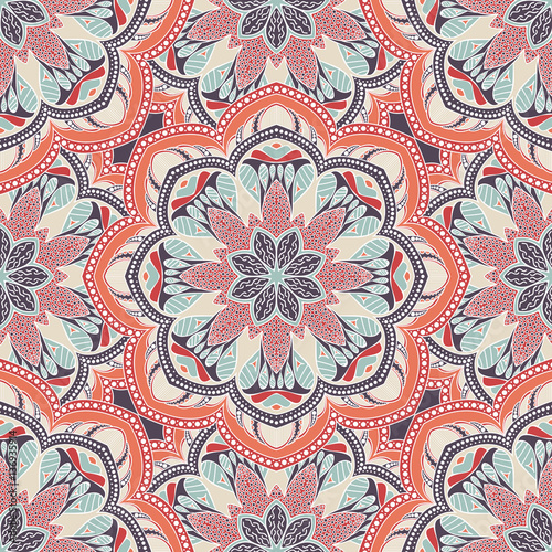 Vector seamless pattern ethnic style background. Vintage decorative texture for wallpapers, backgrounds and page fill. Indian, arabic motive.