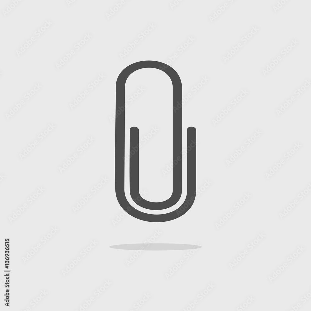 Clip icon with shade on grey background Clip icon with shade on grey background