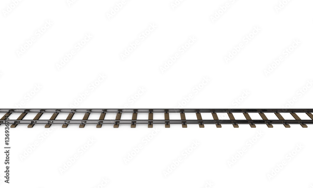 Railway track. Isolated on white background. 3D rendering illust Stock