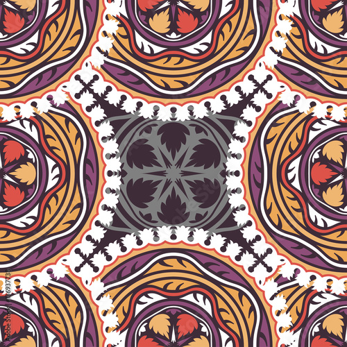 Vector seamless pattern ethnic style background. Vintage decorative texture for wallpapers, backgrounds and page fill. Indian, arabic motive.