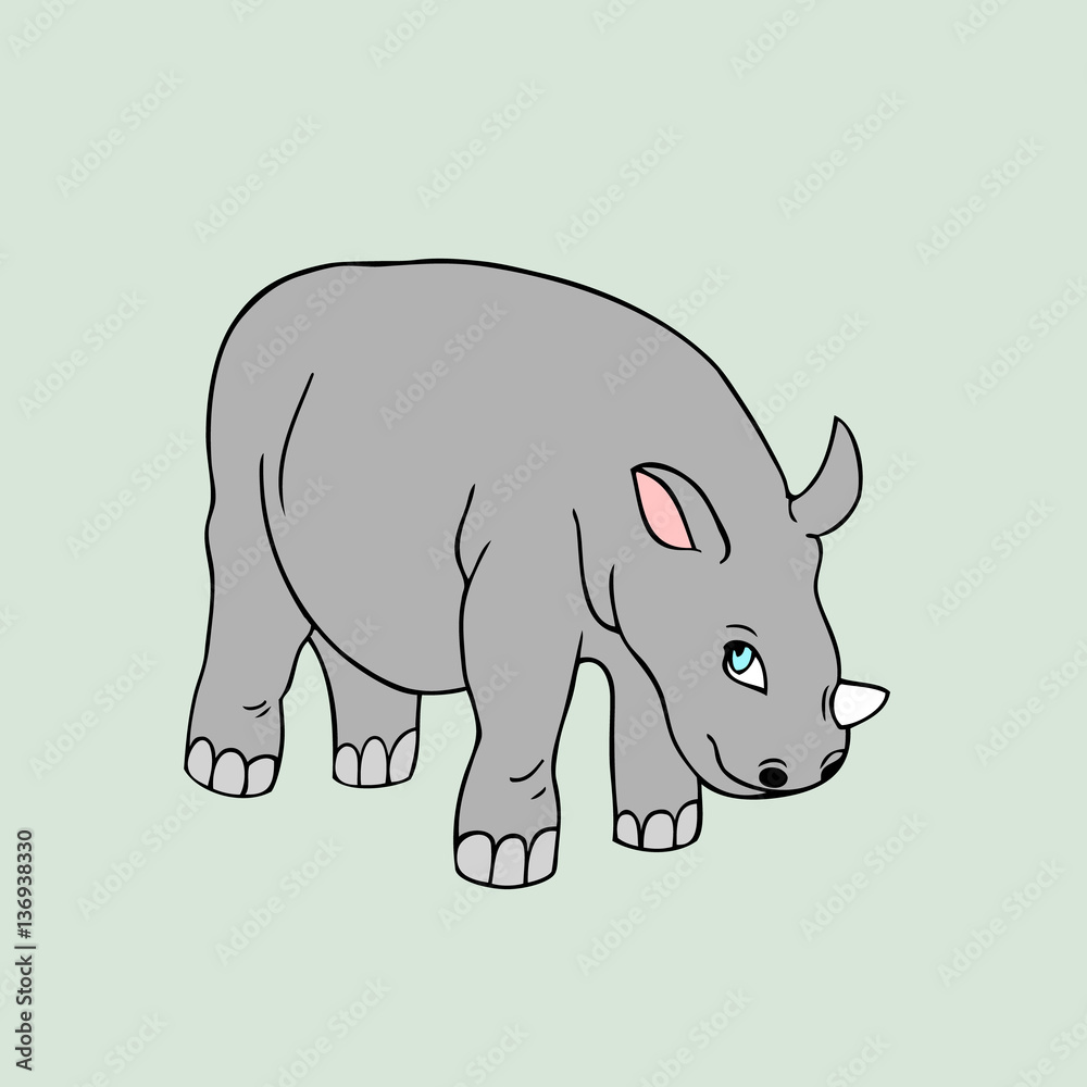Vector baby rhino . Cartoon illustration 