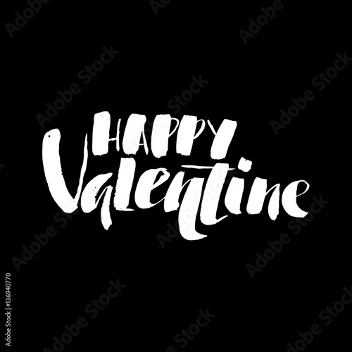 Vector Happy Valentines Day Vintage Card With Lettering.