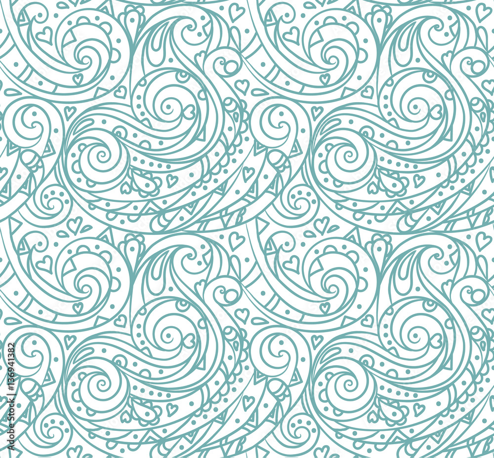 Seamless sea vector blue wave line pattern, sea background. Adult Coloring pages