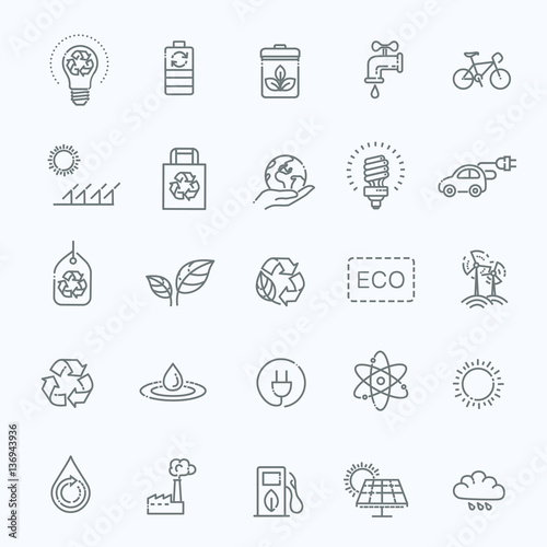 Simple Set of Eco Related Vector Line Icons