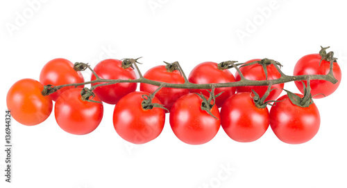 cherry tomatoes with pods on a white background