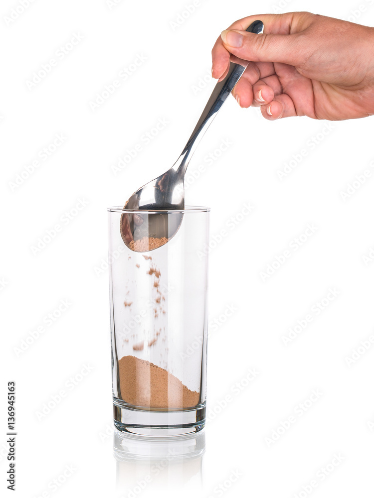 instant drink preparing isolated on white instant drink preparing isolated on white