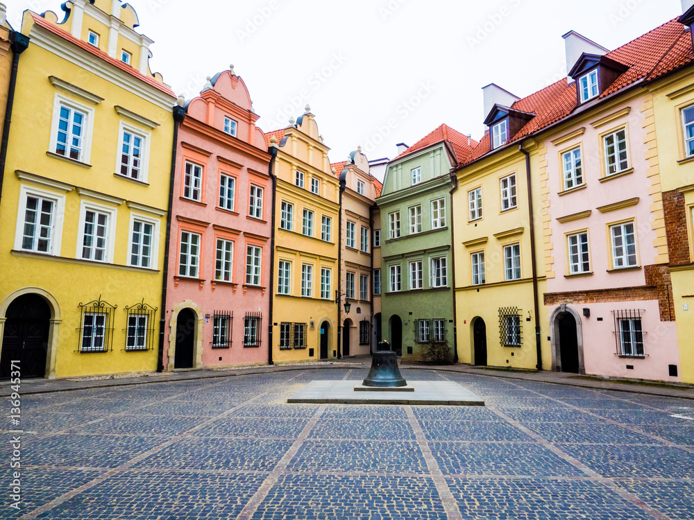 Colorful Buildings in Old Town Warsaw Poland