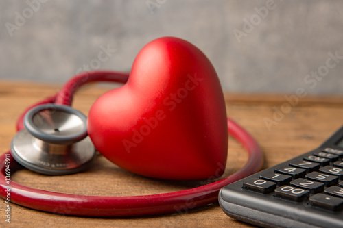 Red Heart With Stetoscope and calculator