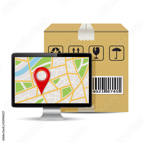 Shipping parcel tracking order design, vector illustration