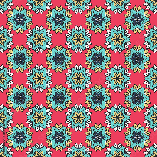 Vector seamless pattern ethnic style background. Vintage decorative texture for wallpapers, backgrounds and page fill. Indian, arabic motive.