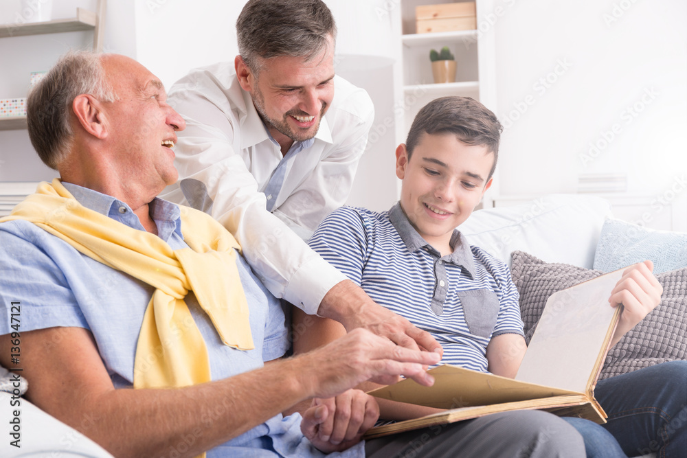Watching photos with close family Watching photos with close family