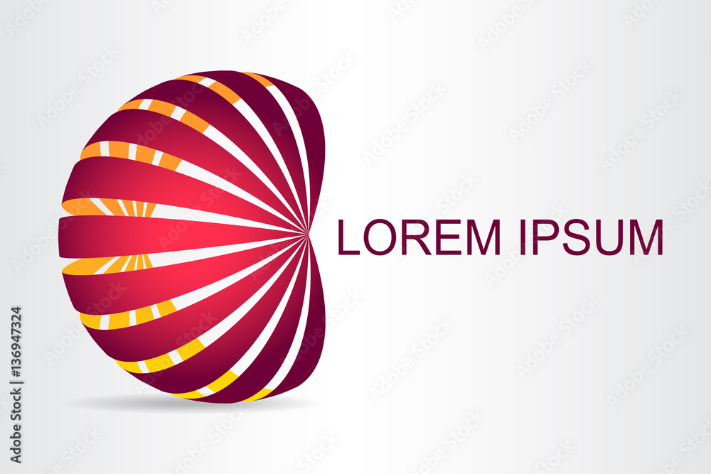 Obraz premium Logo stylized spherical surface with abstract shapes