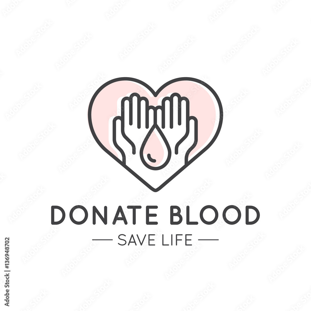 Vector Icon Style Illustration Card Logo or Poster Template with Charity and Fundraising Objects. Blood Donation Slogan, Volunteer Poster. Funsraising Event Brochure Template Vector Icon Style Illustration Card Logo or Poster Template with Charity and Fundraising Objects. Blood Donation Slogan, Volunteer Poster. Funsraising Event Brochure Template