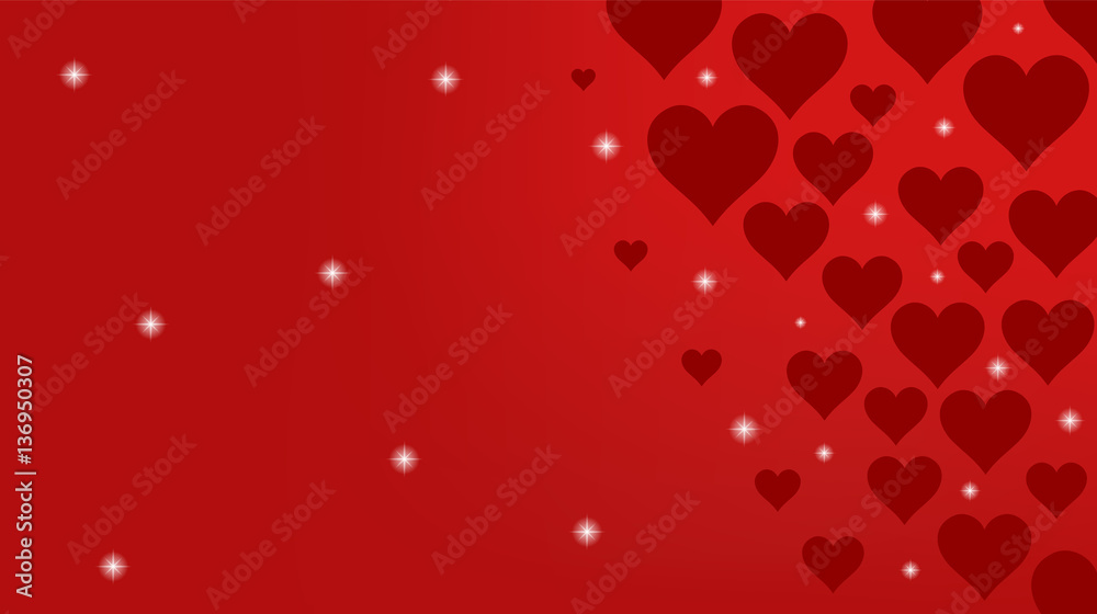Red Background with Hearts and Lights