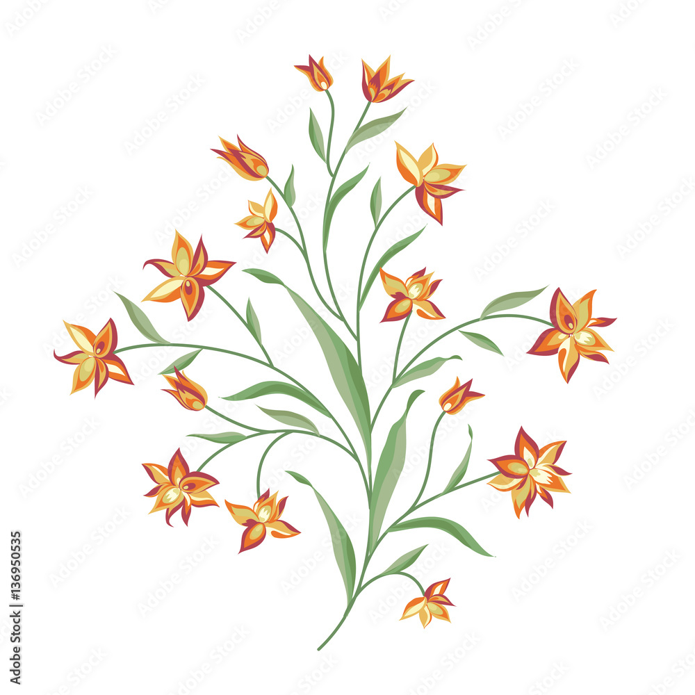 Flower set. Floral bouquet summer decorative collection for gree Flower set. Floral bouquet summer decorative collection for gree