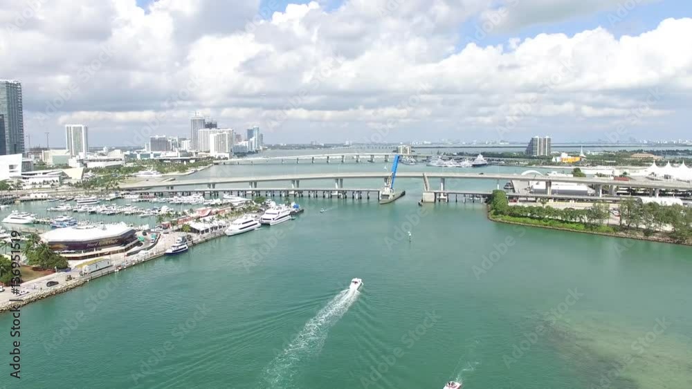 Drone View Downtown Miami Biscayne Bay Forward Drone View Downtown Miami Biscayne Bay Forward