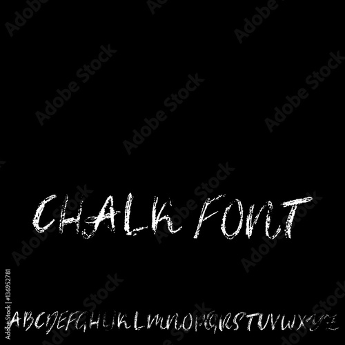 Handwritten vector chalked alphabet. Imitation texture of chalk. Modern hand drawn alphabet. Isolated letters.