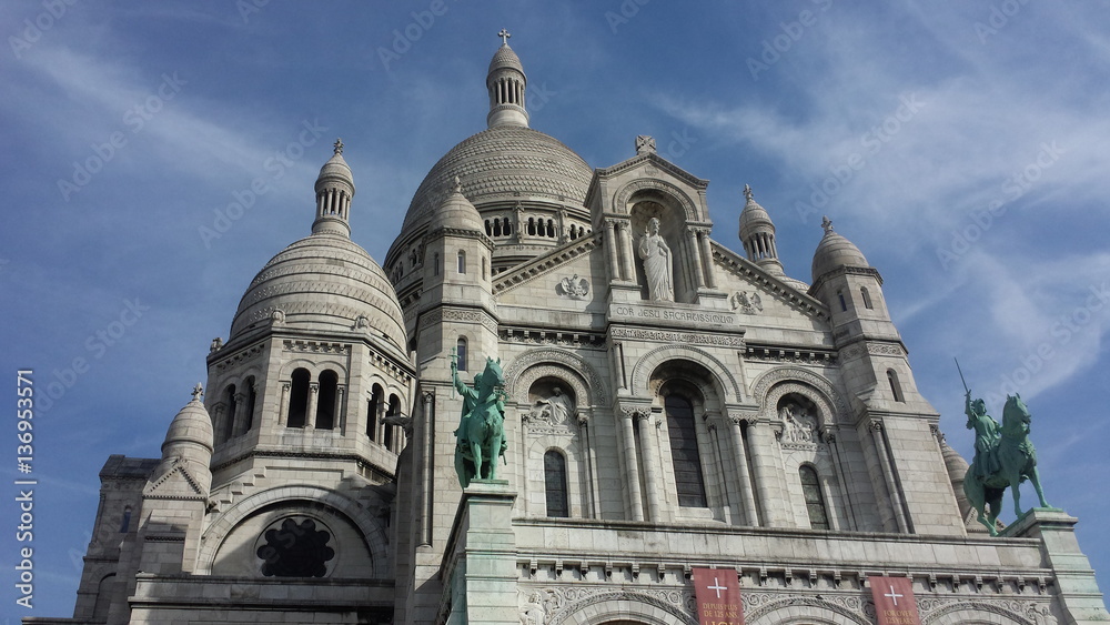 View up to the Basilica du Sacre Coeur, Paris, France, Europe /