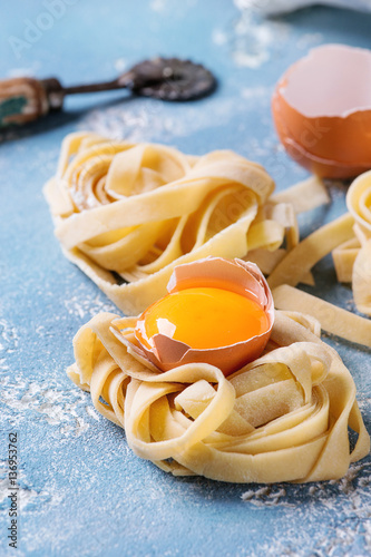 Fresh homemade pasta tagliatelle