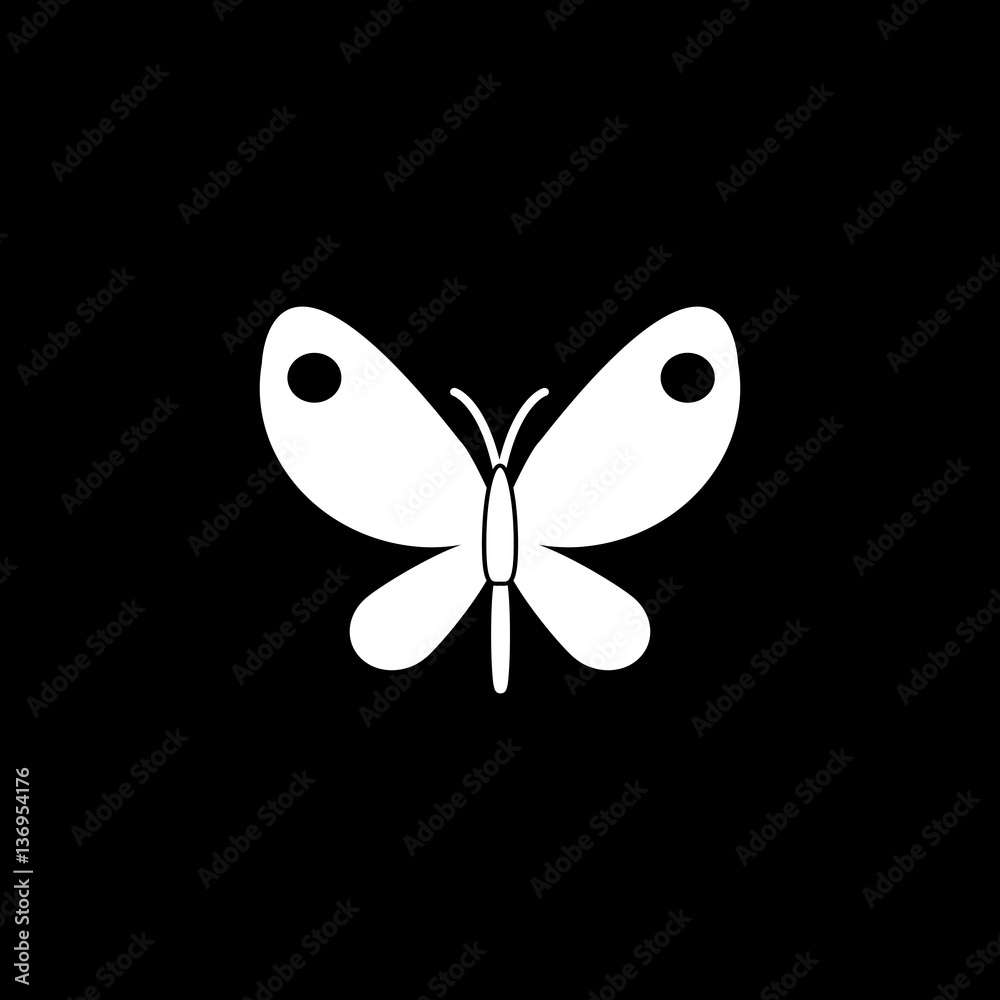 Butterfly solid icon, spring & easter elements, insect sign, a filled pattern on a black background, eps 10.