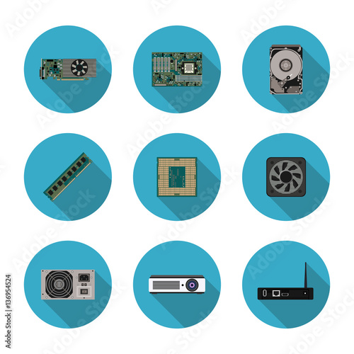 flat icons computer components