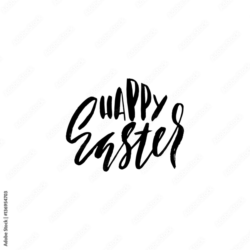 Happy Easter lettering for greeting card. Vector hand drawn illustration. Grunge inscription. Handwritten design Happy Easter lettering for greeting card. Vector hand drawn illustration. Grunge inscription. Handwritten design