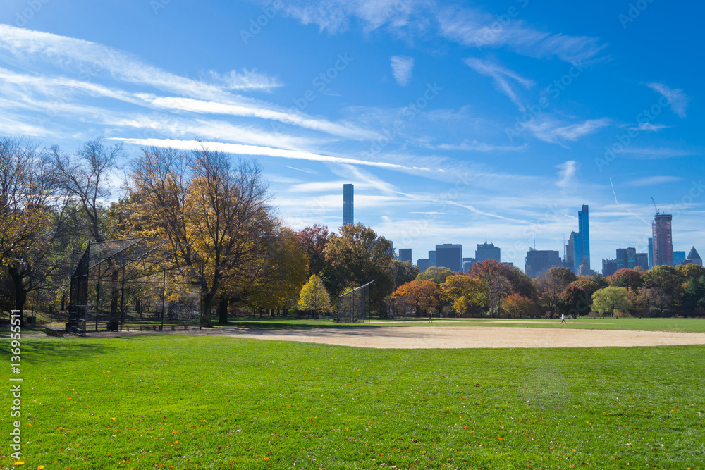 Great lawn located in the heart of Central Park during the fall Great lawn located in the heart of Central Park during the fall