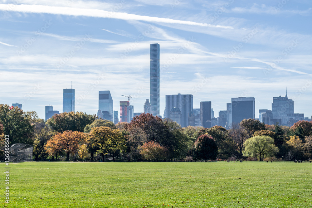 Great lawn located in the heart of Central Park during the fall Great lawn located in the heart of Central Park during the fall