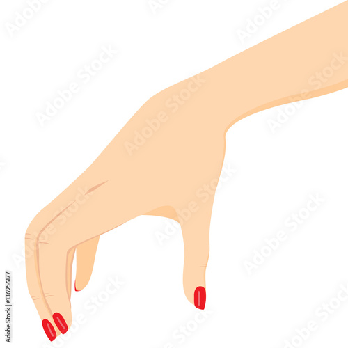 Close up illustration of beautiful female hand holding imaginary object