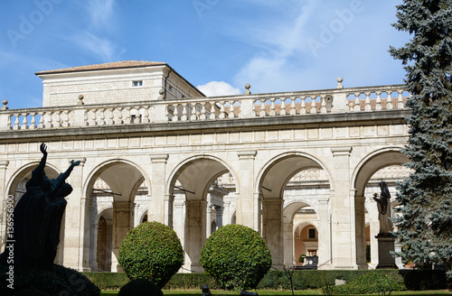 Inner courtyard of the famous and ancient abbey of Monte Cassino, Lazio, Italy