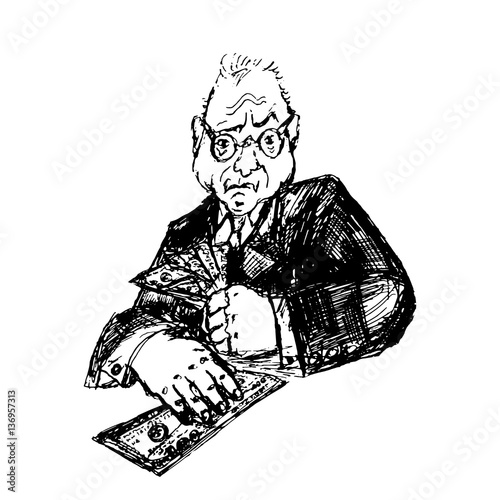 Business man in a suit with money in hand