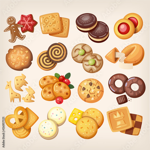 Set of vector cookies.