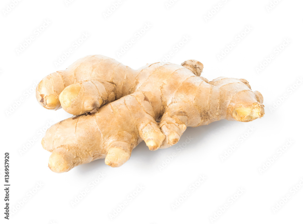 Fresh ginger on white background,raw material for cooking Fresh ginger on white background,raw material for cooking