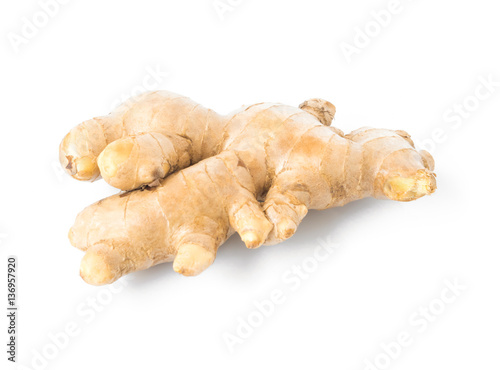 Fresh ginger on white background,raw material for cooking