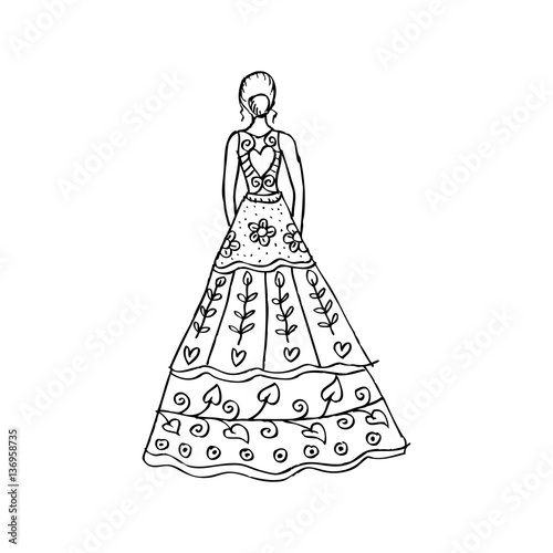  Fashion girl in wedding dress. 
