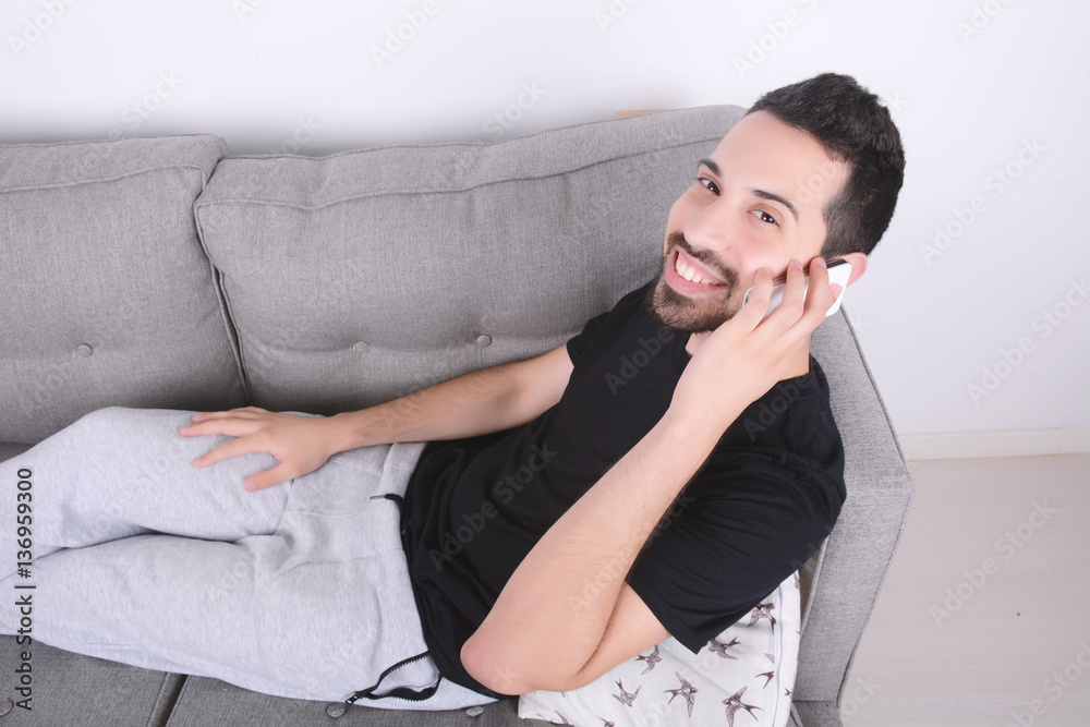 Fototapeta premium Man talking on phone.