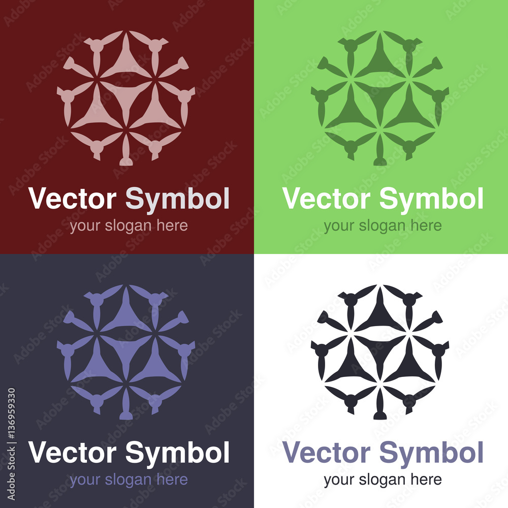 Vector set of abstract green, red, blue and black white logo design ...