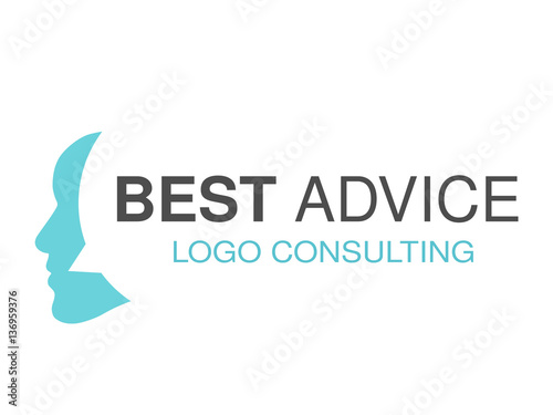 Vector brand for consulting agency, best advice. Logo design with symbol of speech bubble and face of man.