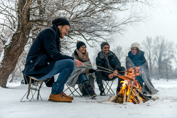 Making a barbecue in winter