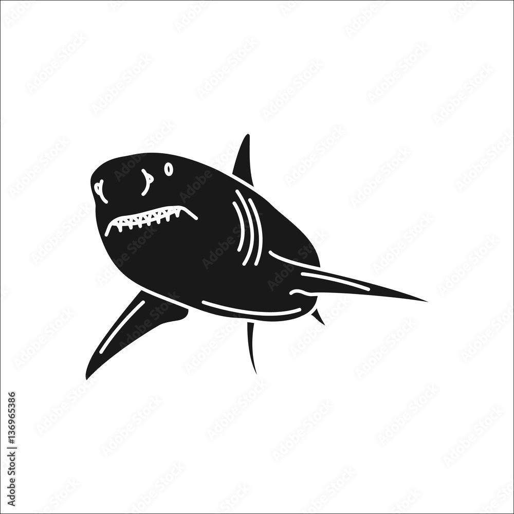 Swimming shark simple silhouette icon on background