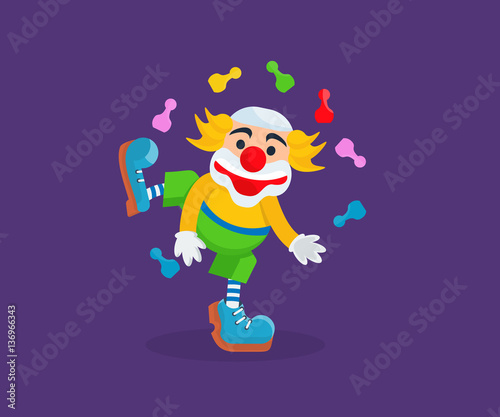 Clown in funny clothes, entertains and amuses the audience © Idey