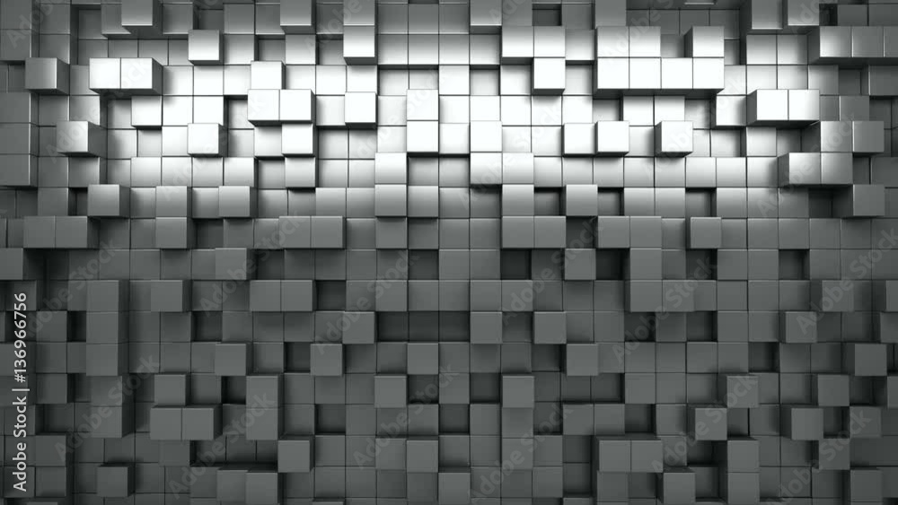 3D rendering. Black and white extruded cubes. Abstract background. Loop. 3D rendering. Black and white extruded cubes. Abstract background. Loop.