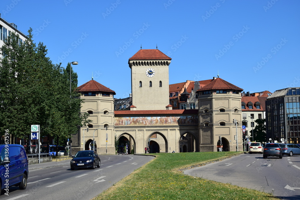 Munich, Germany, Bavaria - A view of the historical ISARTOR gate