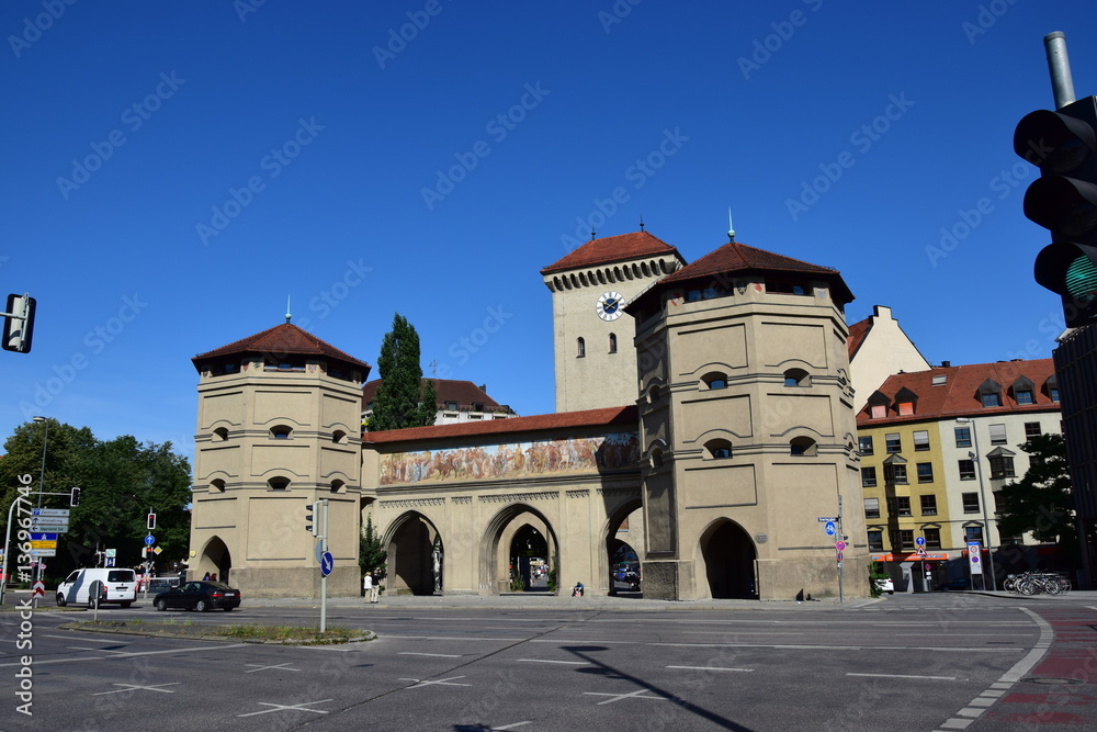 Munich, Germany, Bavaria - A view of the historical ISARTOR gate