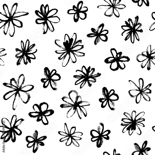 Seamless pattern with hand drawn flowers